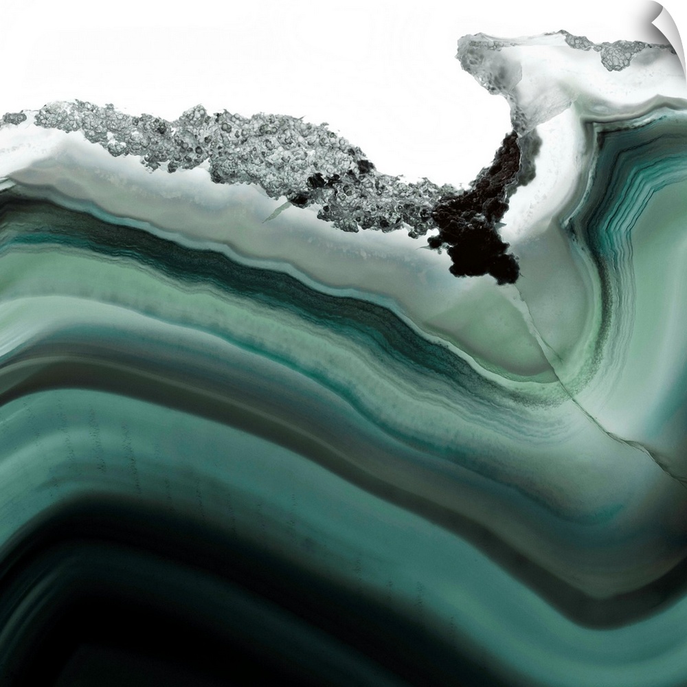 A macro photograph of agate in dark green and black.