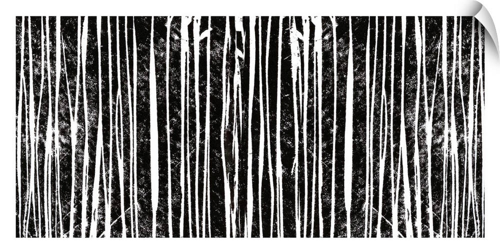 Abstract artwork of several vertical black and white lines.