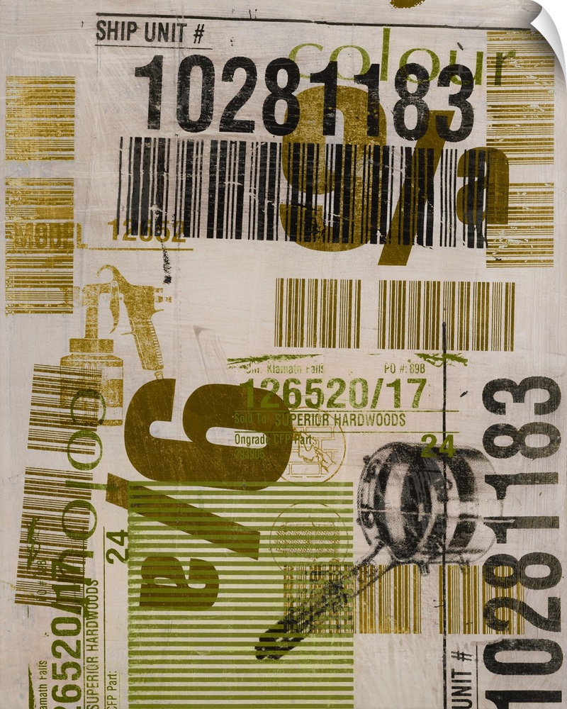 Collage of numbers and bar codes on a neutral background.