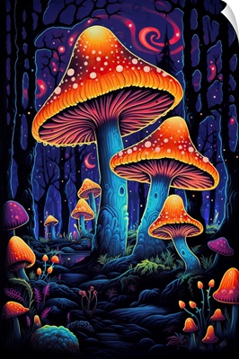 Neon Mushrooms Glowing Orange
