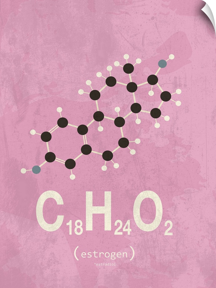Graphic illustration of the chemical formula for Estrogene.