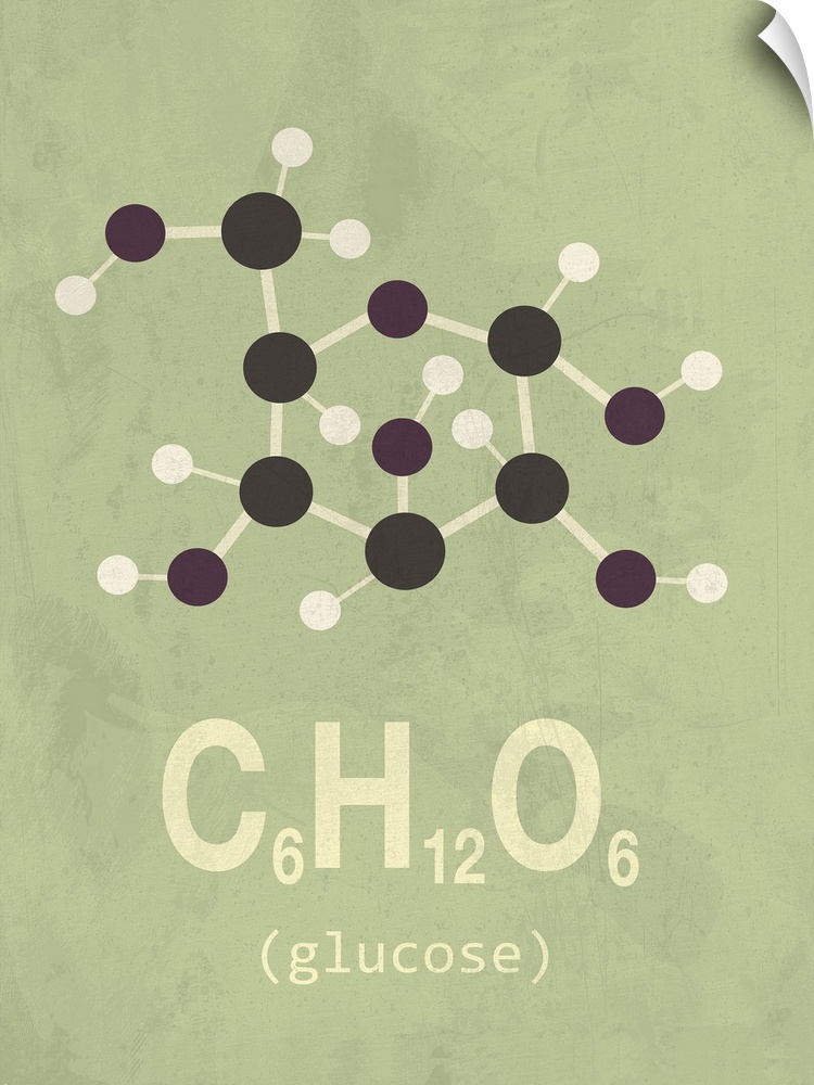 Graphic illustration of the chemical formula for Glucose.