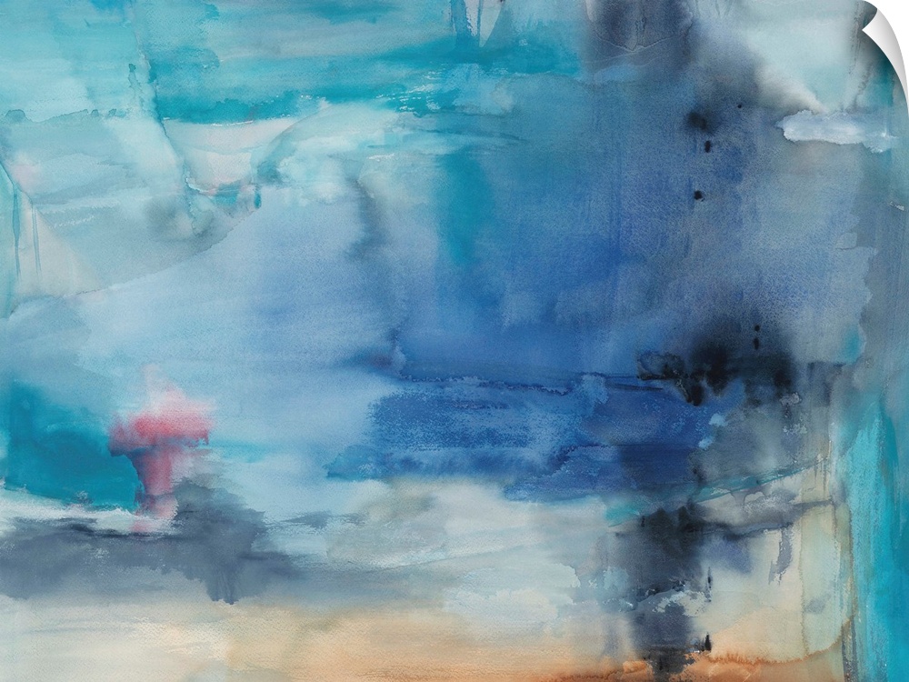 A contemporary abstract painting  using predominantly blue