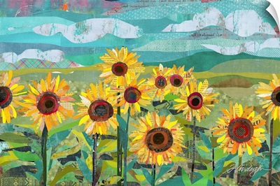 Sunflowers At Dusk