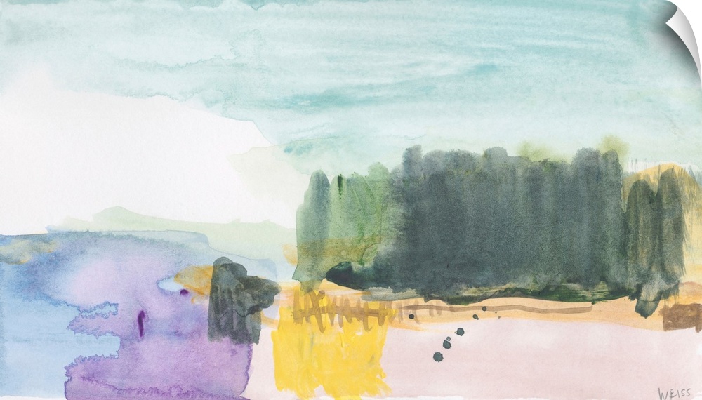 Abstract watercolor landscape painting.