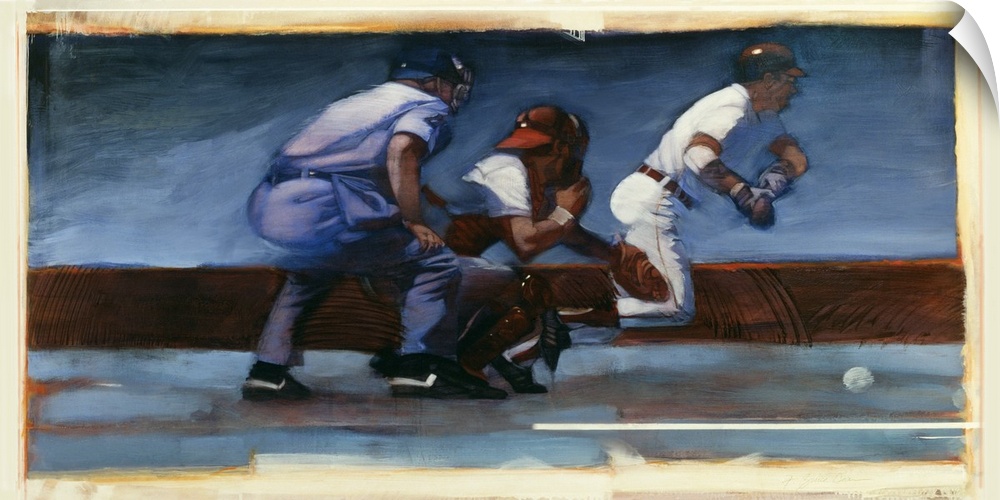 Fine art sports painting of a baseball player at bat by Bruce Dean.