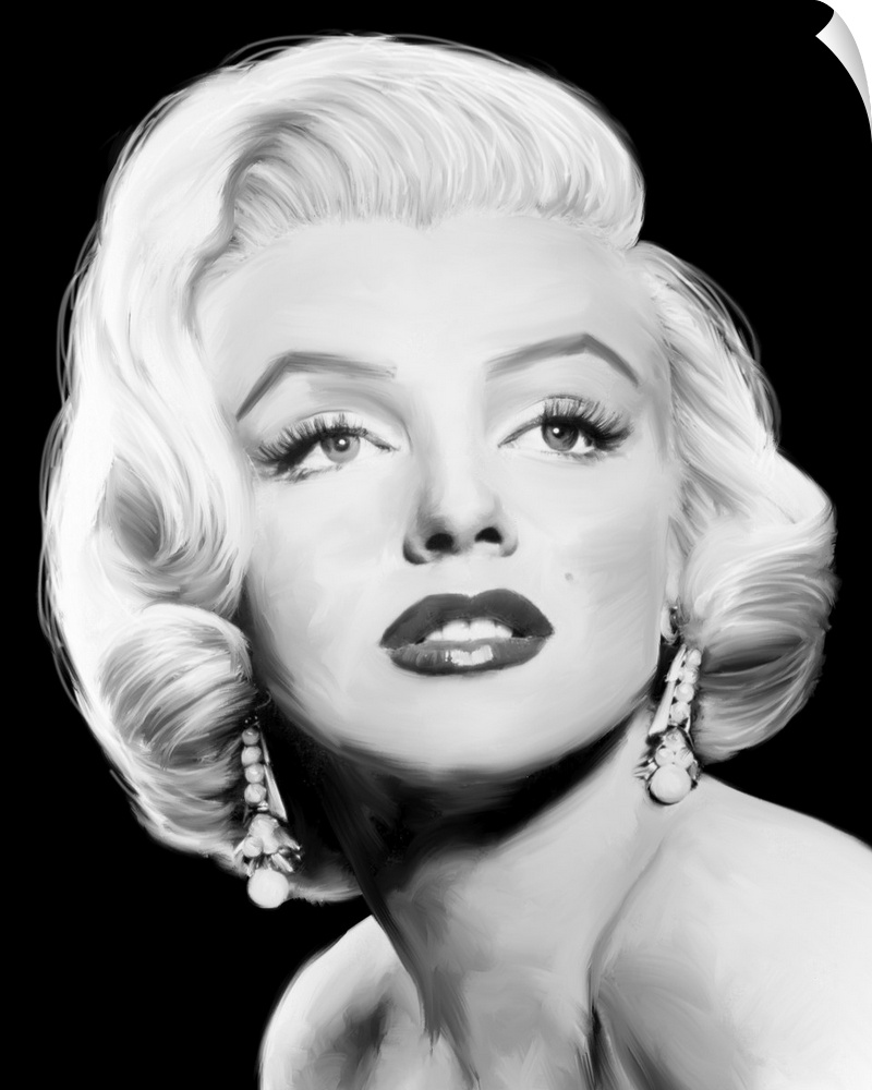Digital art painting in black and white of Marilyn Monroe in Stardust by Jerry Michaels.
