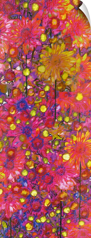 A brightly painted garden of flowers.