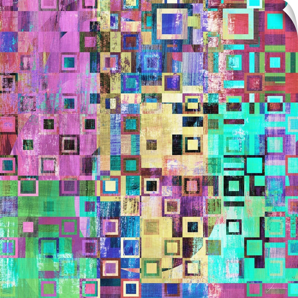 If computers sprayed graffiti this might be what it would look like. Or it's just a wall of colorful overlapping blocks.