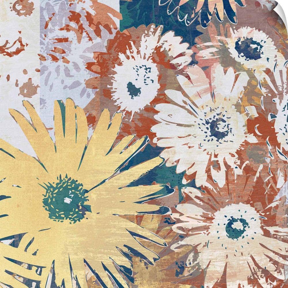 A collage of graphic flowers.