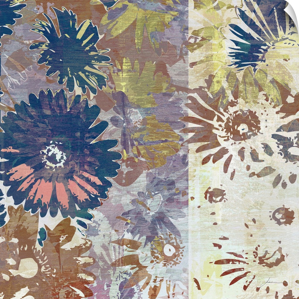 A collage of graphic flowers.