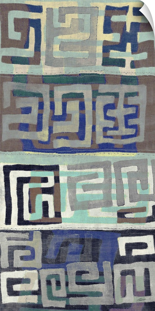 Details of woven Kuba cloth patterns in pastel tones.