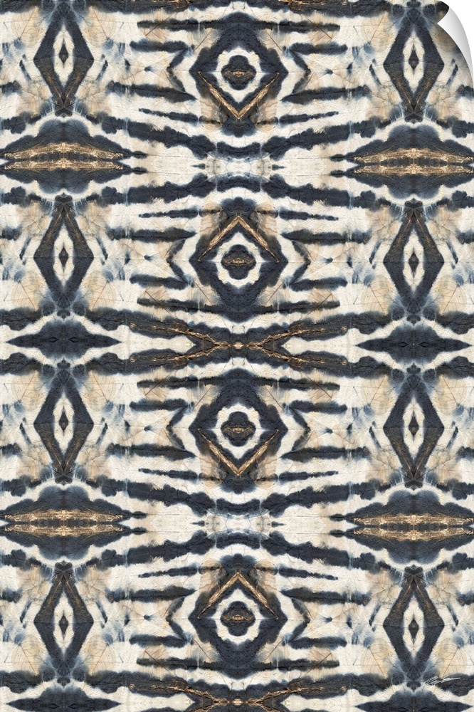 An abstract geometric shibori cloth panel.