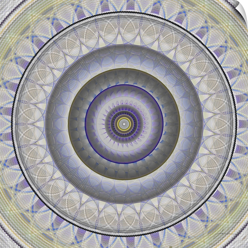 Concentric circles and patterns form a modern mandala.