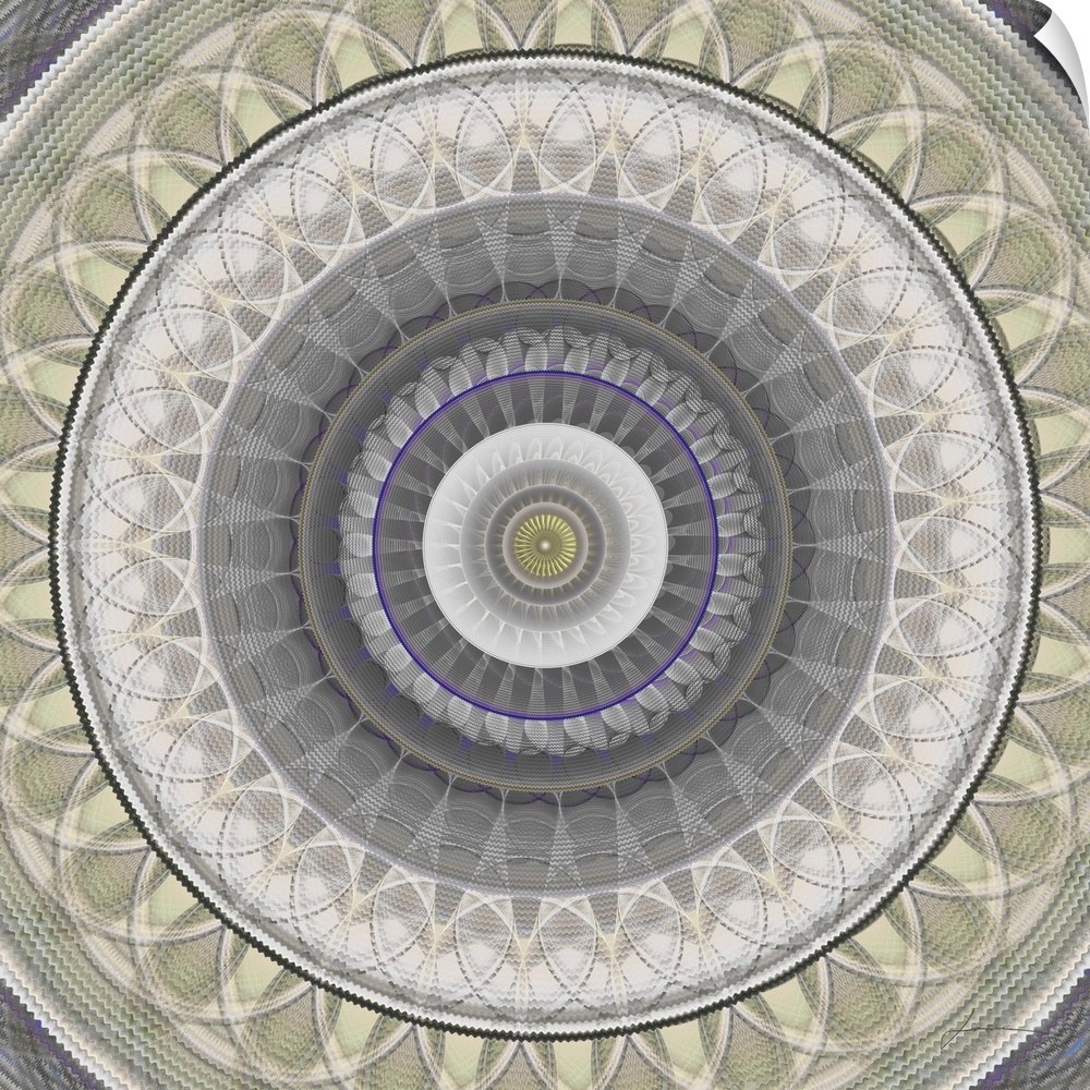 Concentric circles and patterns form a modern mandala.