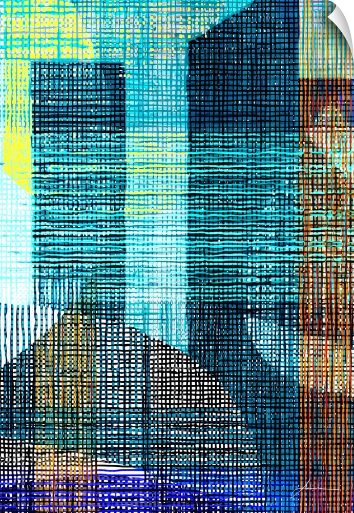 Interwoven lines combine into an urban tapestry of color and texture.