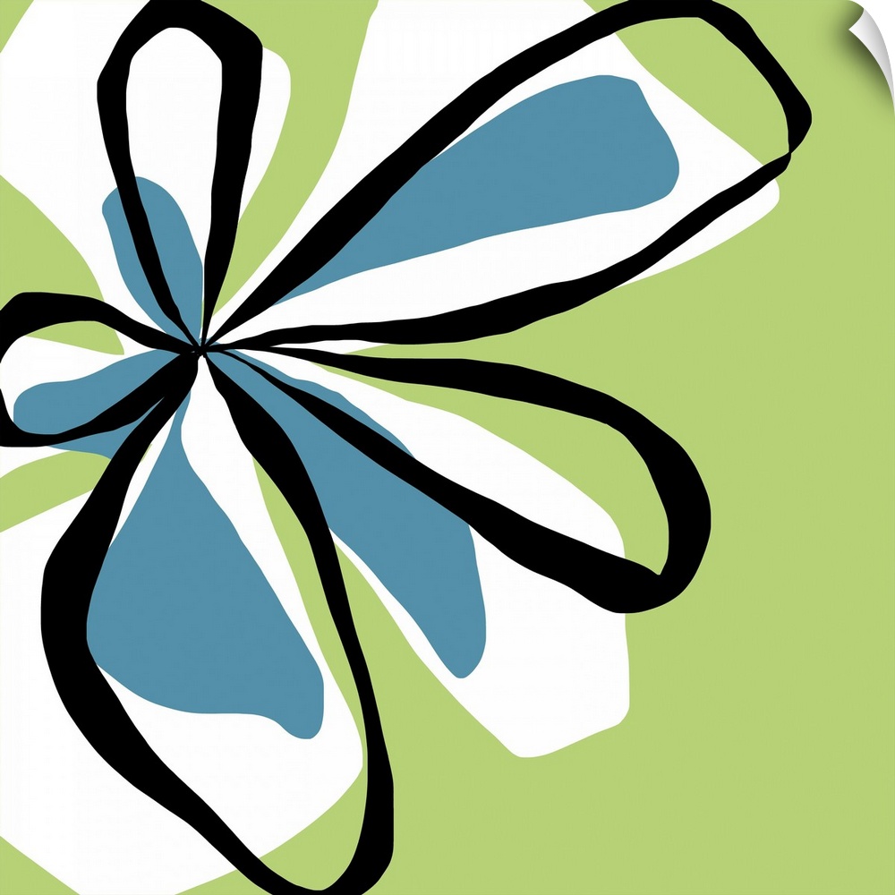 A graphically fun aqua, teal and green flower designed for residential and commercial spaces. The set comes in four and ca...