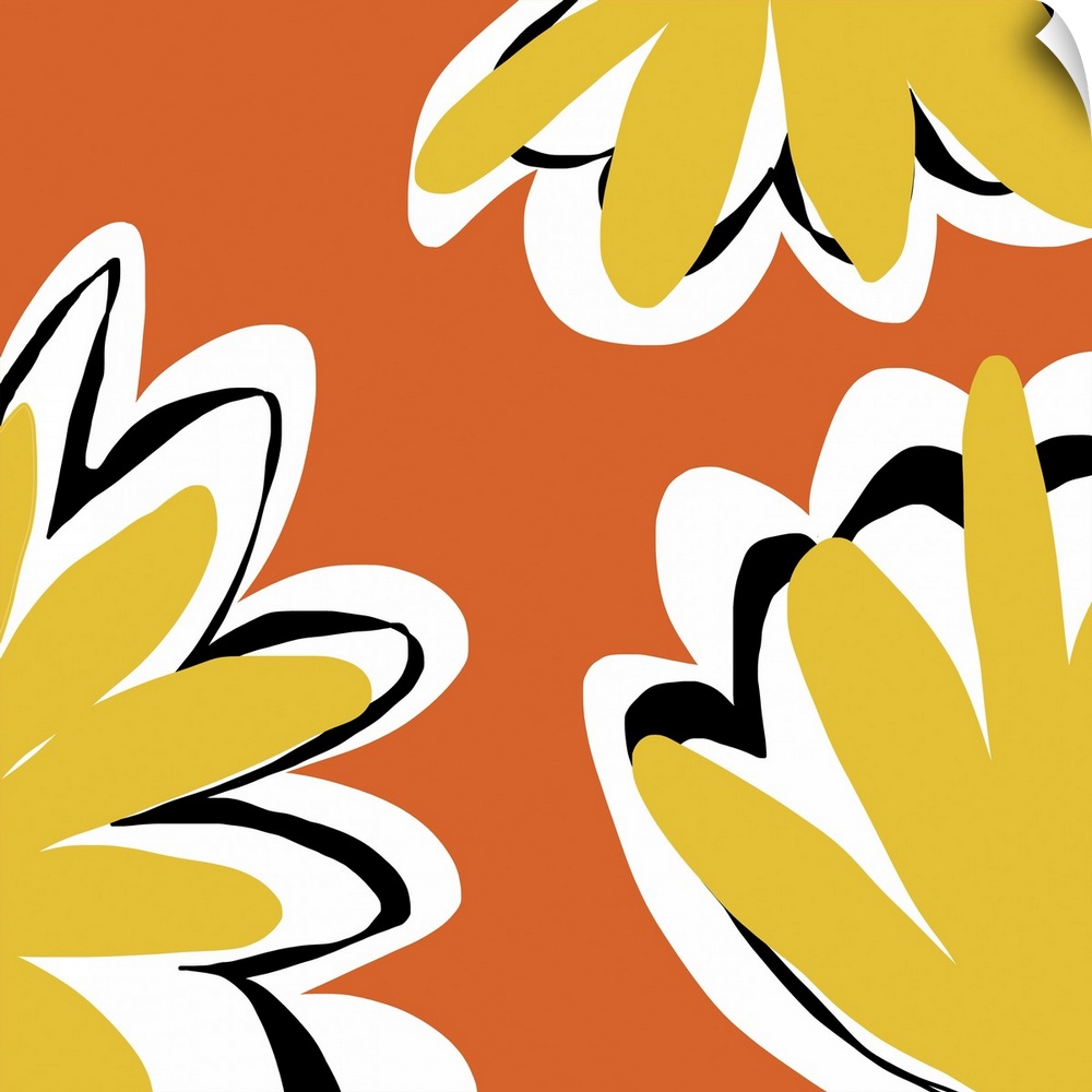 A graphically fun yellow and Orange flower designed for residential and commercial spaces. The set comes in seven differen...