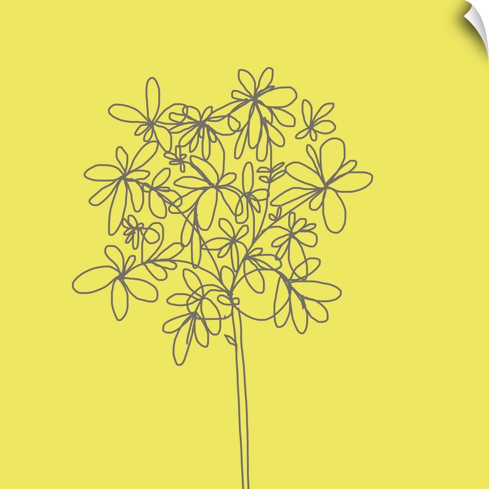 The name says it all - it truly is a yellow happy flower. Simply bright yellow background with a soft gray illustration. P...