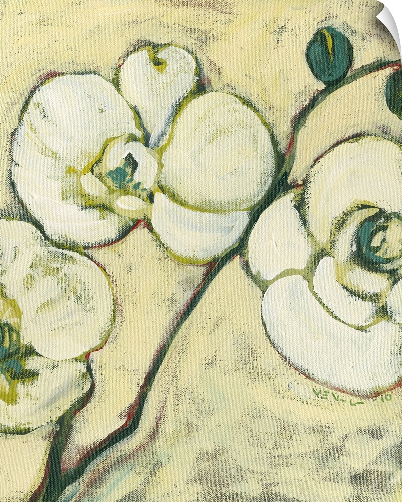 Big contemporary art focuses on a section of a flower against a bare background.