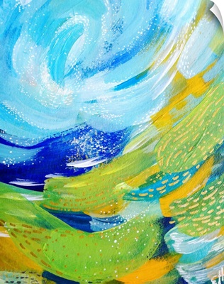 Bright Brush Strokes Green And Blue