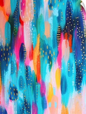 Bright Brush Strokes Teal And Light Pink
