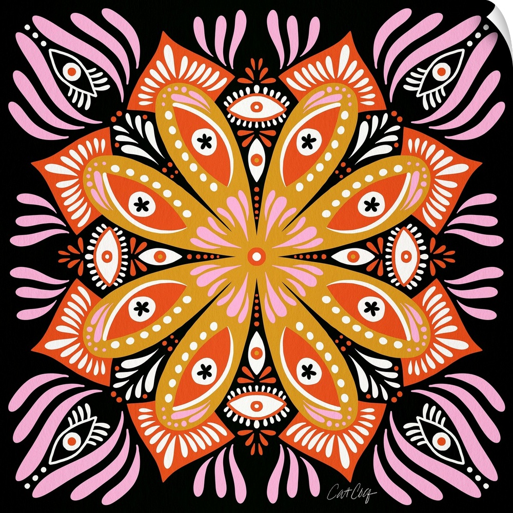 Floral Eye Mandala - Charcoal