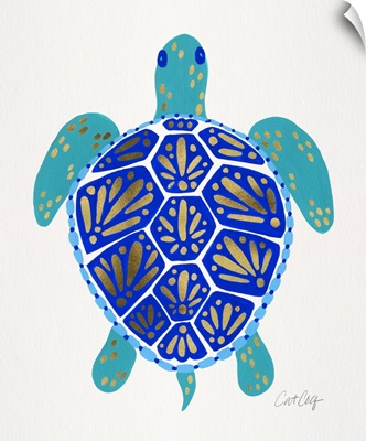 Gold Blue Sea Turtle