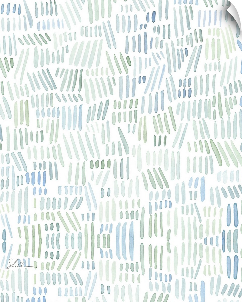 Hand Painted watercolor brushstokes in a modern abstract pattern