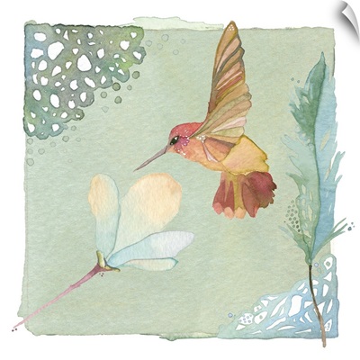 Hummingbird and Flower - Feather