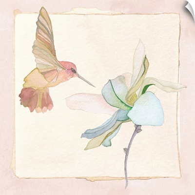 Hummingbird and Flower - Rose Quartz