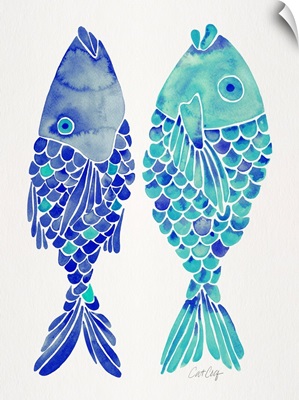 Indonesian Fish - Navy & Turquoise