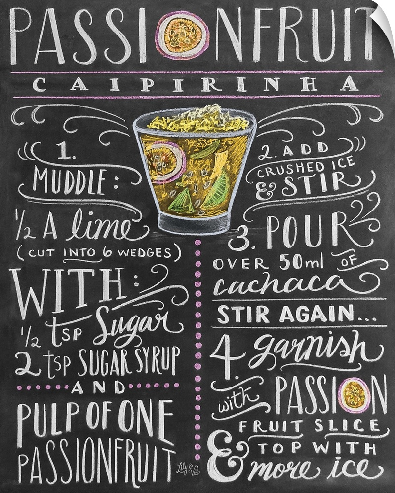 Handwritten and illustrated recipe for a mixed drink.