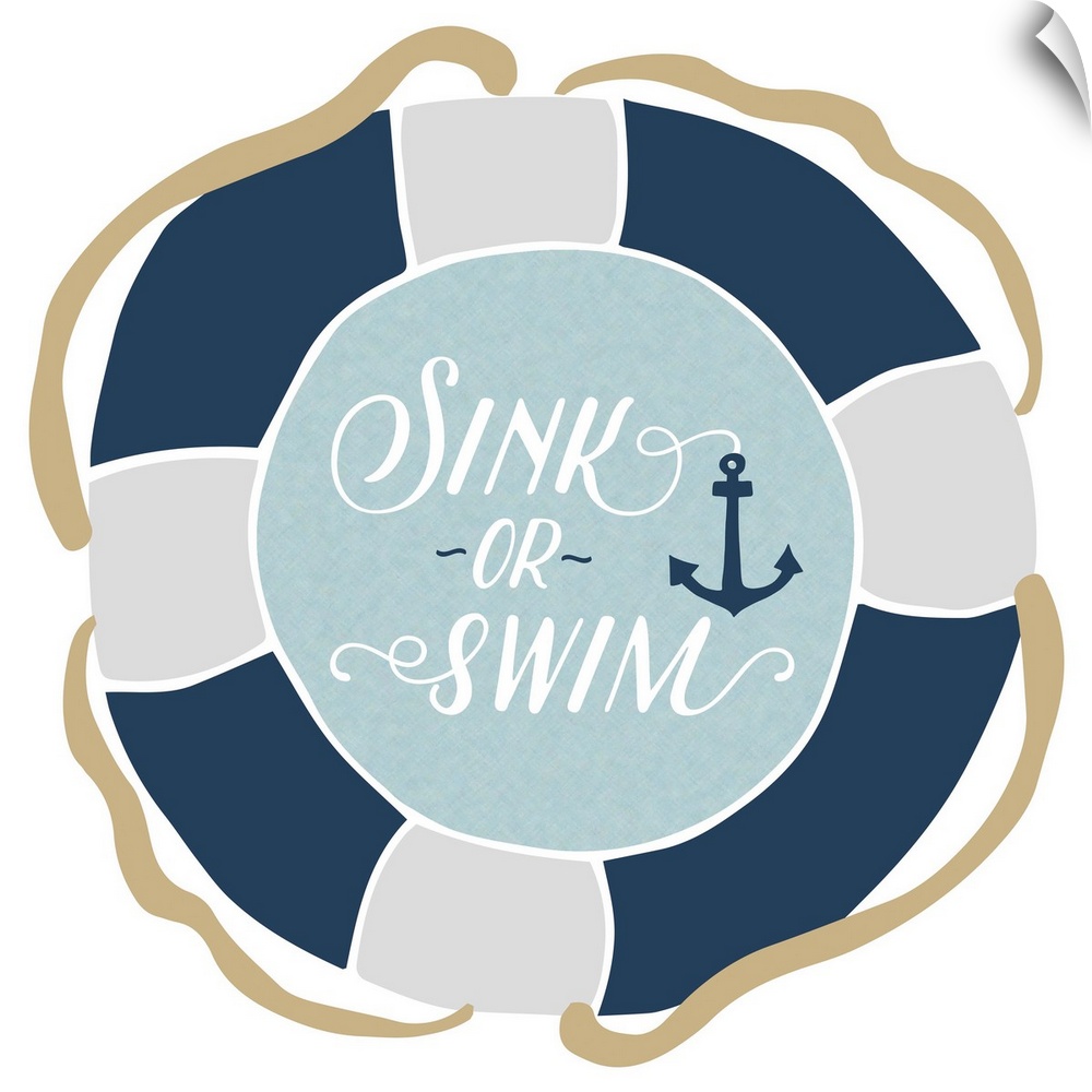 Illustration of an inner tube with "Sink or swim" and an anchor inside.
