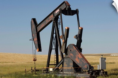 An oil rig pumps oil from the Montana ground