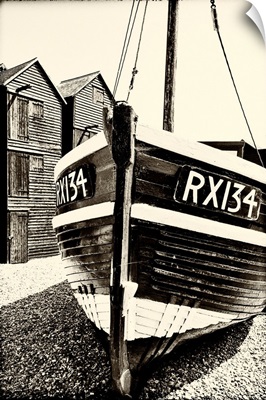 A Fishing Boat And The Net Shops, Hasting Old Town, Sussex, England
