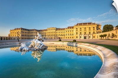 A Fountain With The Sculptures Danube, Inn, And Enns, The Schonbrunn Palace, Austria