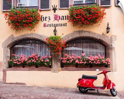 A Traditional Restaurant In The Old Town Of Colmar, Alsatian Wine Route, France