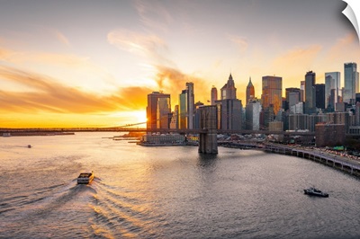 A View Of New York City And Brooklyn Bridge From Manhattan Bridge, New York