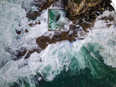 Aerial Of North Curl Curl Rockpool, New South Wales, Australia