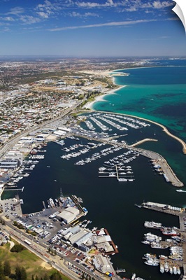 Aerial view of Fremantle harbour, Perth, Western Australia, Australia