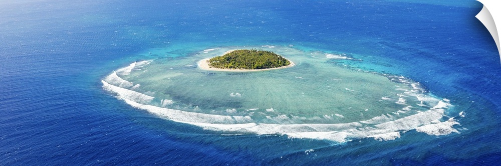 Aerial view of Tavarua, heart shaped island, Mamanucas islands, Fiji.