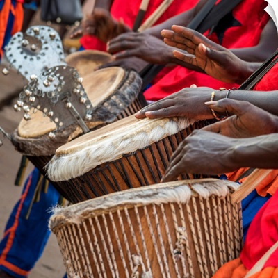 Africa, Guinea Bissau. Bissau, Musicians Playing During The Carnival's Parade