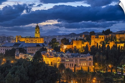 Alcazaba, Cathedral And City Hall, Malaga City, Andalusia, Spain
