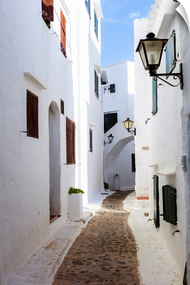 Alley in the old town of Binibequer Vell, Menorca, Balearic Islands, Spain.