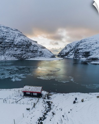An Isolated Cottage In Front Of The Lagoon In Saksun, Streymoy, Faroe Islands