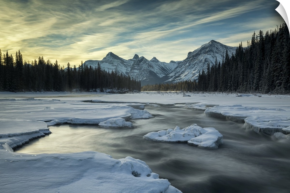 Athabasca River in Winter, Alberta, Canada.
