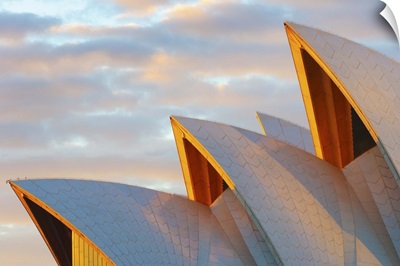 Australia, New South Wales, Sydney, Sydney Opera House, Close-up at sunrise