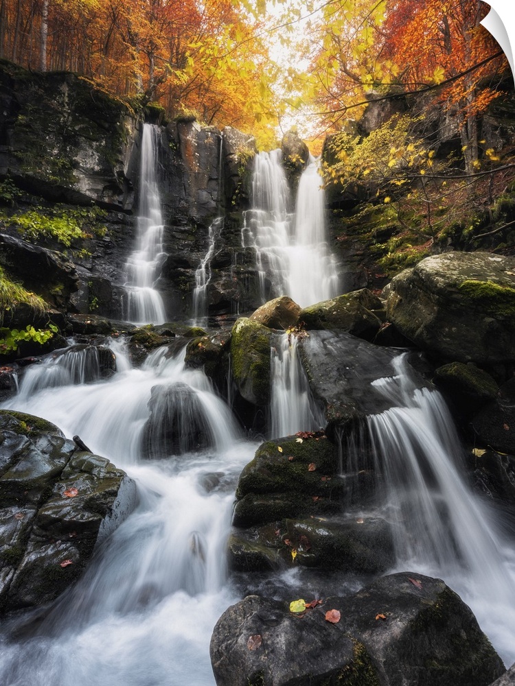 Autumn at Dardagna waterfalls, Corno Alle Scale Regional Park, Lizzano in Belvedere, Bologna province, Emilia Romagna, Italy