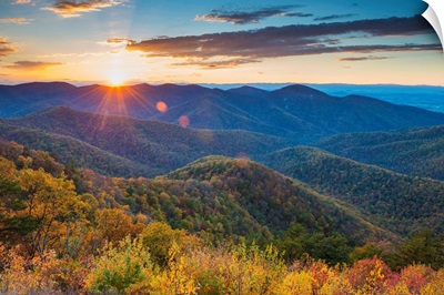 Autumn Sunset, Blue Ridge Mountains, Shenandoah National Park, Virginia, Usa